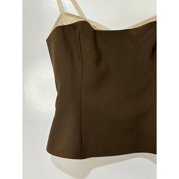 Reformation Melanie Lace Trim Crop Top Brown Cream Size 6 NWOT Sweetheart Neck - Picture 6 of 14